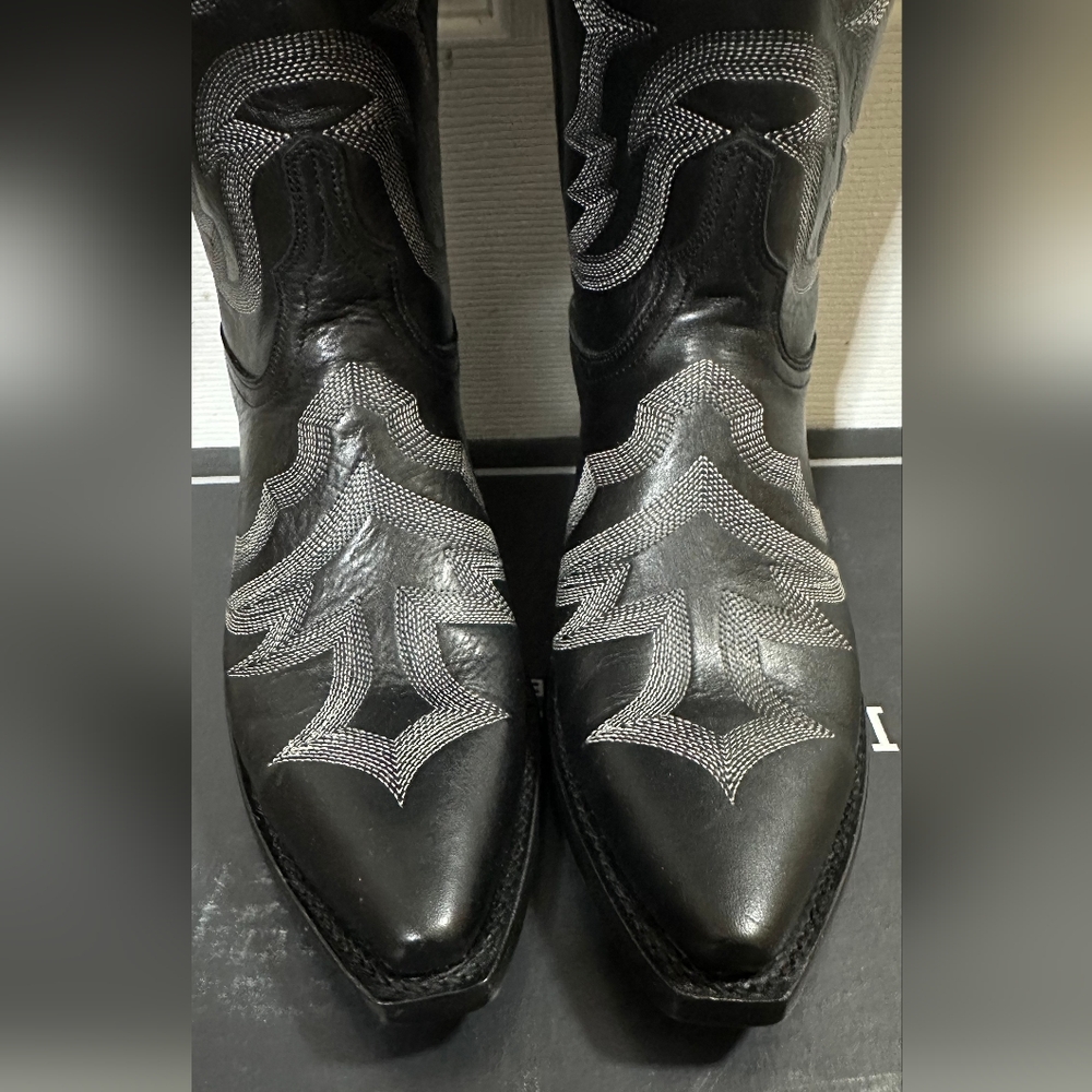 NWT Lucchese Black Cow Vamp Stitch Western Boot US women size 7.5 - Picture 6 of 6